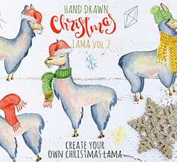 55张高清透明的北欧风圣诞骆驼PNG图片：Christmas Llama Watercolor Creator Vol.2